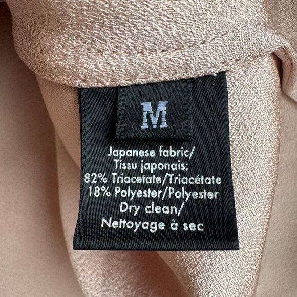 CO Collection Japanese Fabric Puff Sleeve Blush Pink Keyhole Blouse Size Medium - Picture 5 of 7